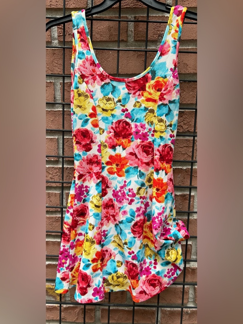 Papaya Floral Multicolor Circle Skater Skirt in Red, Pink, Yellow & Blue